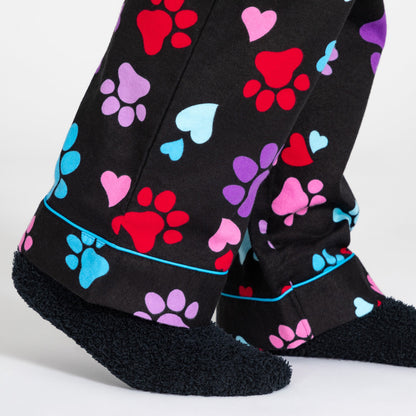 Paw Print Flannel Pajama Set No Pockets
