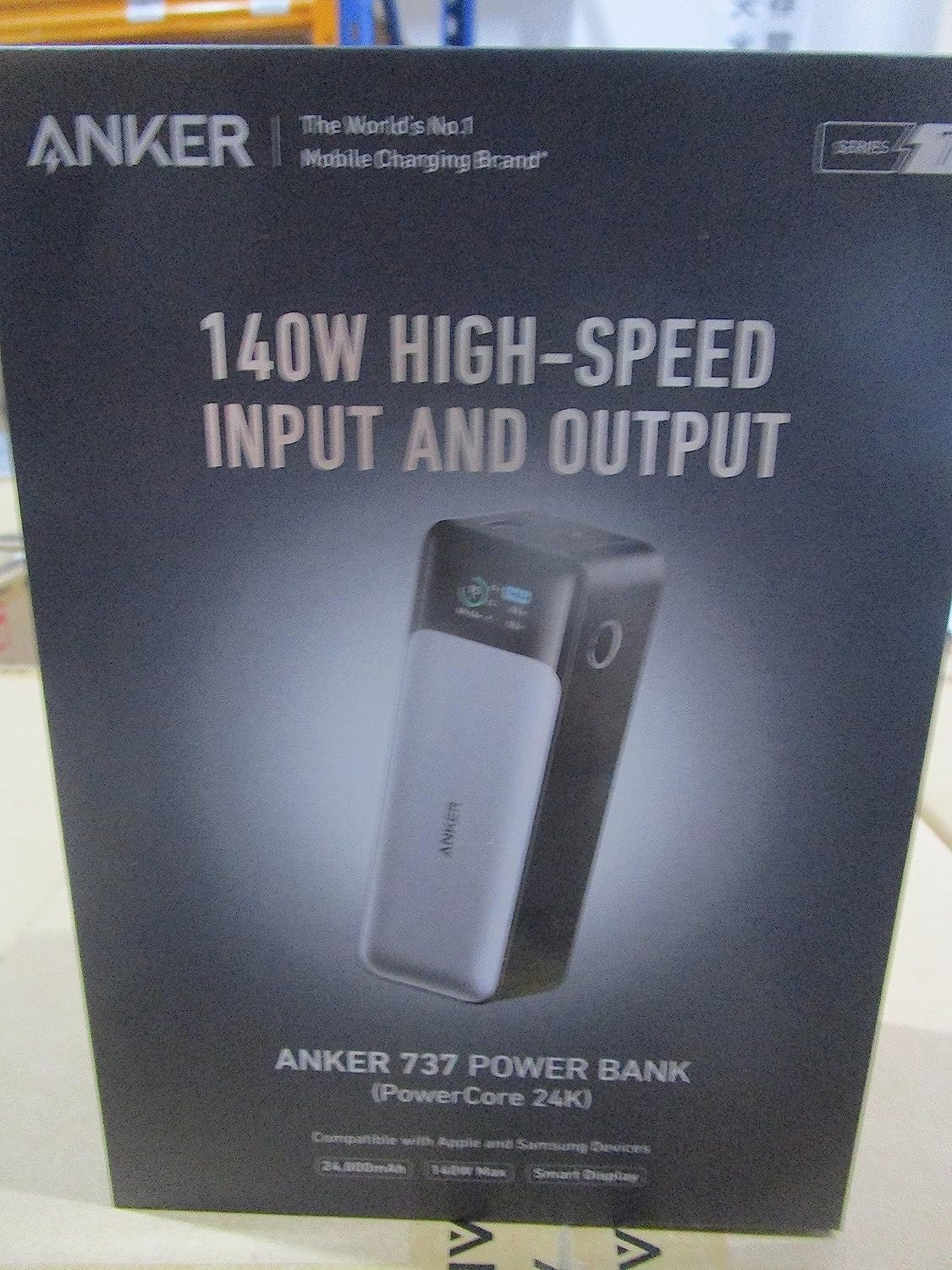 Anker 737 Power Bank (PowerCore 24K), 24,000mAh 3-Port Portable Charger with 140W Output, Smart Digital Display, Compatible with iPhone 14/13 Series, Samsung, MacBook, Dell, AirPods, and More
