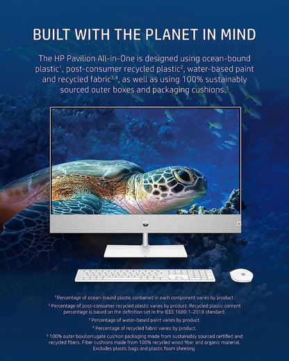 HP Pavilion 27” All-in-One Desktop, AMD Ryzen 7 5700U, 16 GB RAM, 256 GB SSD & 1 TB Hard Drive, Full HD Touchscreen, Windows 11 Home, 5 USB Ports, 5MP Pop-up Camera, Keyboard & Mouse (27-ca0070, 2021)