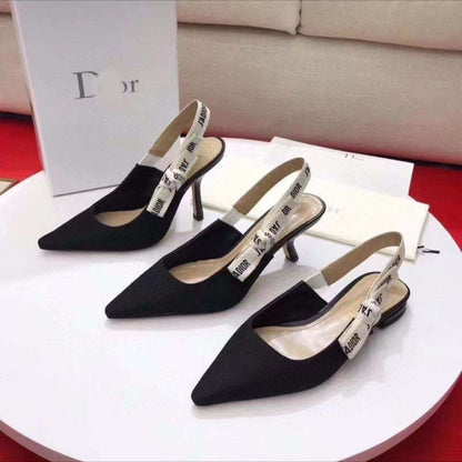 Harajuku Stripe D Letter Pointed Toe Pumps
