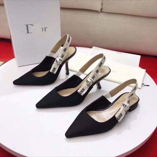 Harajuku Stripe D Letter Pointed Toe Pumps