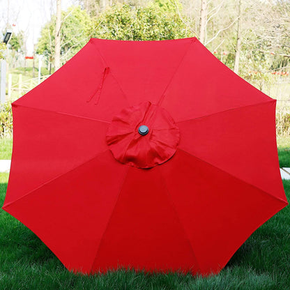 9' Outdoor Market Patio Umbrella with Push Button Tilt and Crank, 8 Ribs (Tan)