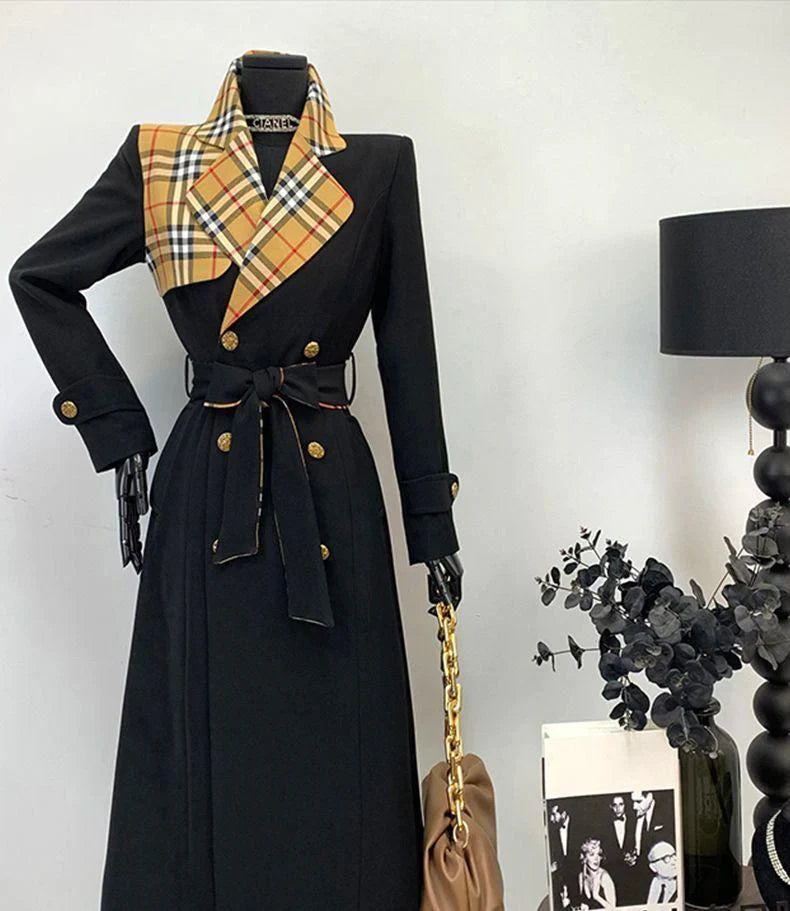 New Fashion Long Patchwork Coat Windbreaker 1024031213