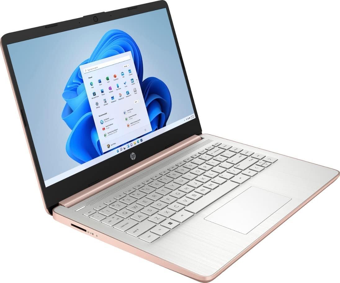 HP 2022 Stream 14" HD BrightView Laptop, Intel Celeron N4120, 16GB RAM, 64GB SSD, Intel HD Graphics, 720p Webcam, 1 Year Office 365, Gold, Win 11, 32GB Snowbell USB Card