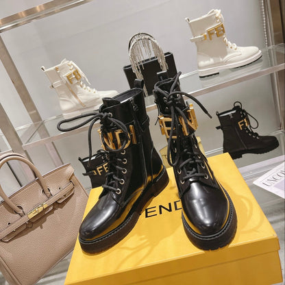 F Metal Accessories Women's Shiny Martin Boots XC0424100807