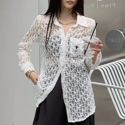 New lace micro-sheer sun protection shirt　1025042811
