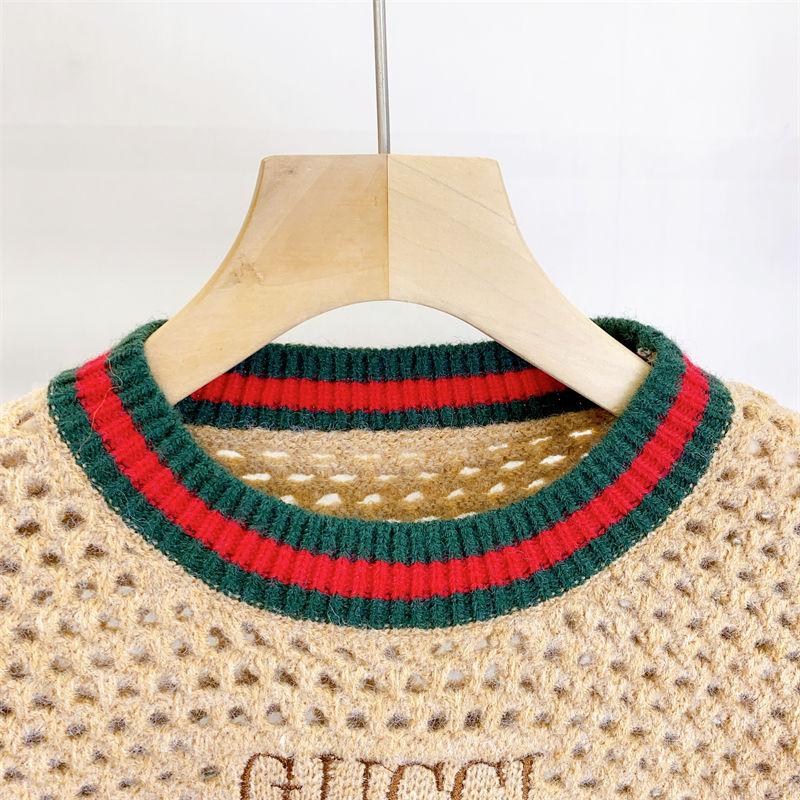 New Embroidered Striped Color-block Knit Top 1024031503