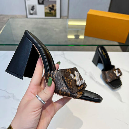 2023 spring and summer new heavy recommended all-match retro European high-heeled sandals slippers XC04062002