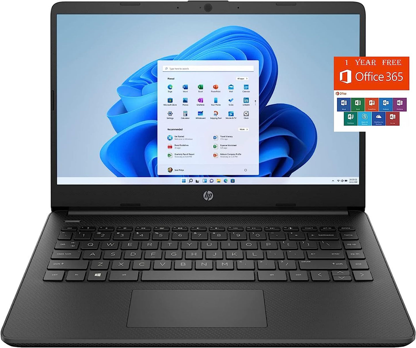 HP 2022 Stream 14" HD BrightView Laptop, Intel Celeron N4120, 16GB RAM, 64GB SSD, Intel HD Graphics, 720p Webcam, 1 Year Office 365, Gold, Win 11, 32GB Snowbell USB Card
