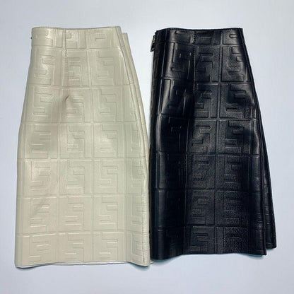 F Letter PU Leather Skirt 0823120703