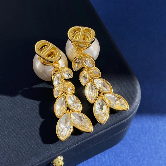 Pearl earrings with wheat ears 1925042502