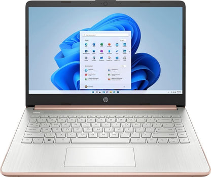HP 2022 Stream 14" HD BrightView Laptop, Intel Celeron N4120, 16GB RAM, 64GB SSD, Intel HD Graphics, 720p Webcam, 1 Year Office 365, Gold, Win 11, 32GB Snowbell USB Card