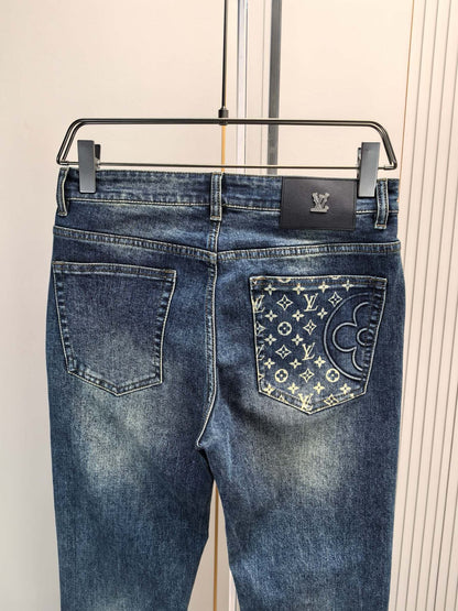 High luxury autumn and winter elastic slim fit denim pants XC0425091205