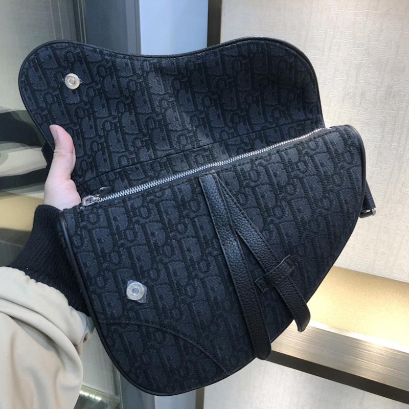 Saddle Bag Beige and Black Oblique Jacquard