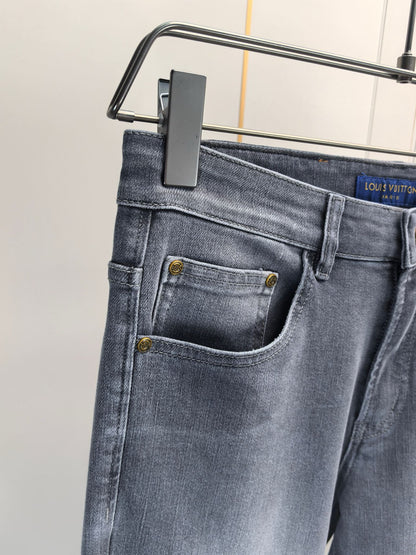 High luxury autumn and winter elastic slim fit denim pants XC0425091207