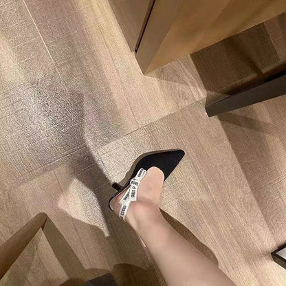 Harajuku Stripe D Letter Pointed Toe Pumps