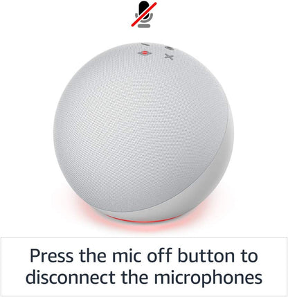 Echo (4th Gen) | With premium sound, smart home hub, and Alexa | Glacier White