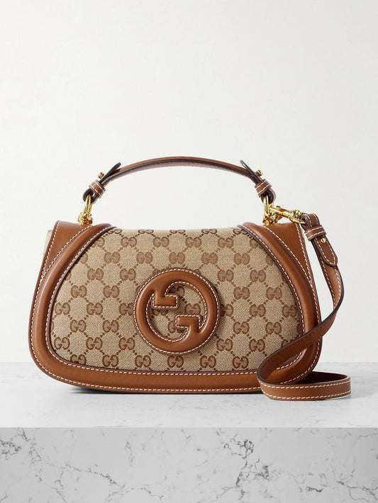 New G Blondie leather-trimmed canvas-jacquard shoulder bag 0425031410