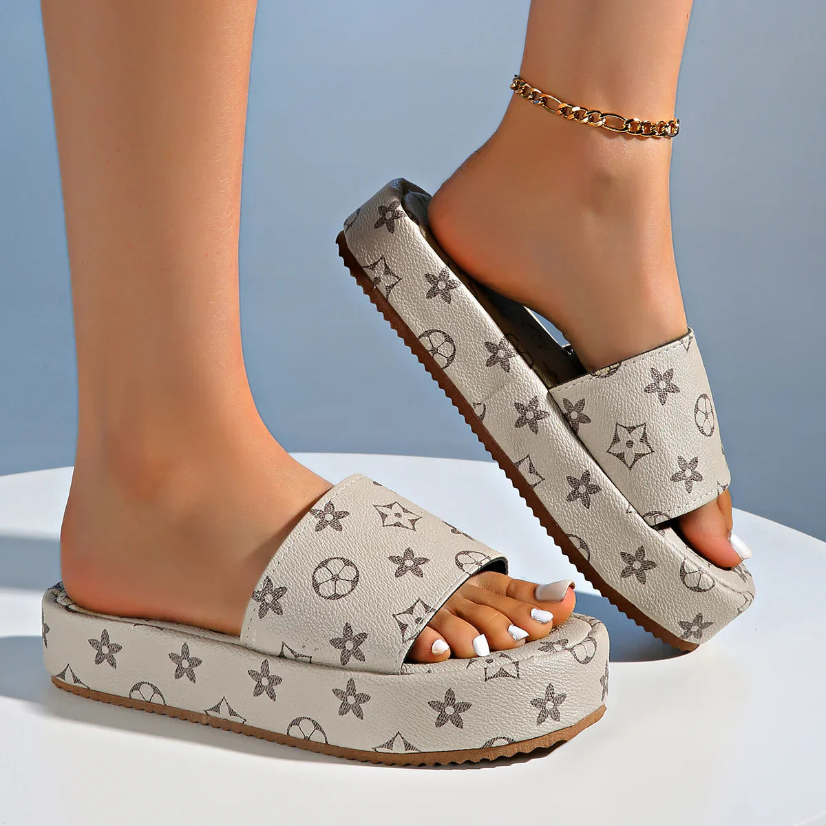 New leather one word muffin women's sandals slippers 1025040213