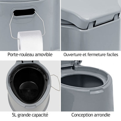 Portable Travel Toilet with Paper Holder for Camping Indoor Outdoor
