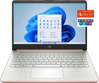 HP 2022 Stream 14" HD BrightView Laptop, Intel Celeron N4120, 16GB RAM, 64GB SSD, Intel HD Graphics, 720p Webcam, 1 Year Office 365, Gold, Win 11, 32GB Snowbell USB Card