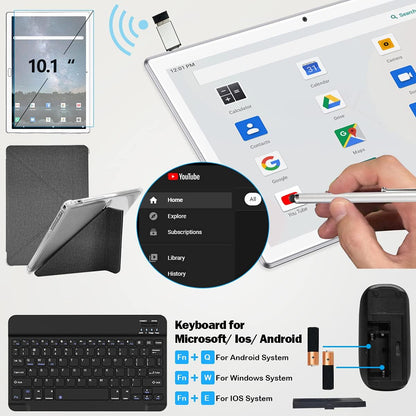 2 in 1 Tablet 10.1 Inch, Android 11.0 Tablets, 64GB/128GB ROM, Dual 4G Cellular with Keyboard, 18MP Camera, Octa-Core Processor, WiFi, GPS, Bluetooth, Google Certified Tablet PC(2023 Gray)