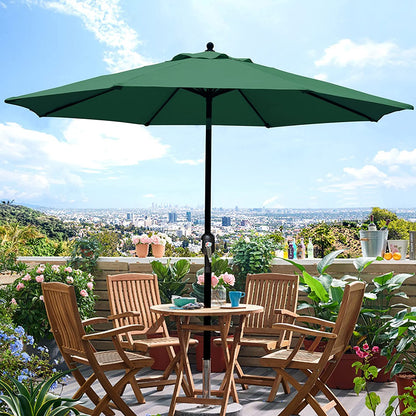 9' Outdoor Market Patio Umbrella with Push Button Tilt and Crank, 8 Ribs (Tan)