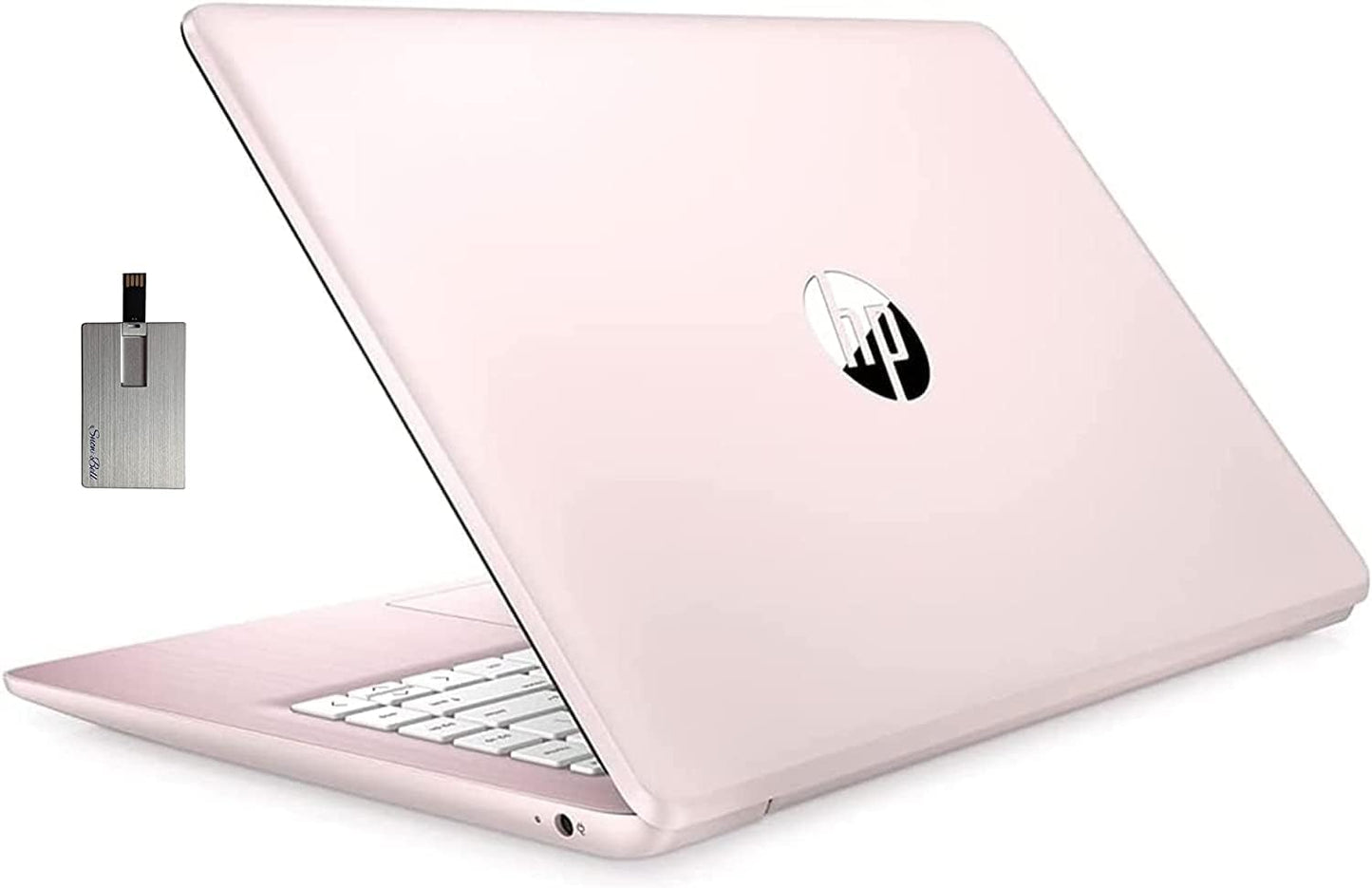 HP 2022 Stream 14" HD BrightView Laptop, Intel Celeron N4120, 16GB RAM, 64GB SSD, Intel HD Graphics, 720p Webcam, 1 Year Office 365, Gold, Win 11, 32GB Snowbell USB Card