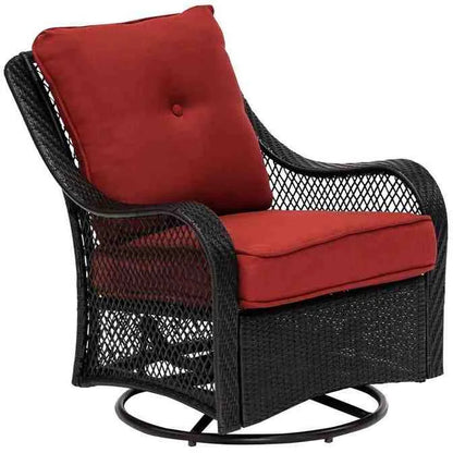 🔥Hot Sale Now🔥 Orleans 5-Piece Steel Patio Fire Pit Conversation Set with Navy Blue Cushions, Swivel Gliders and Square Fire Pit Table