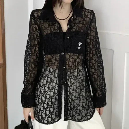 New lace micro-sheer sun protection shirt　1025042811