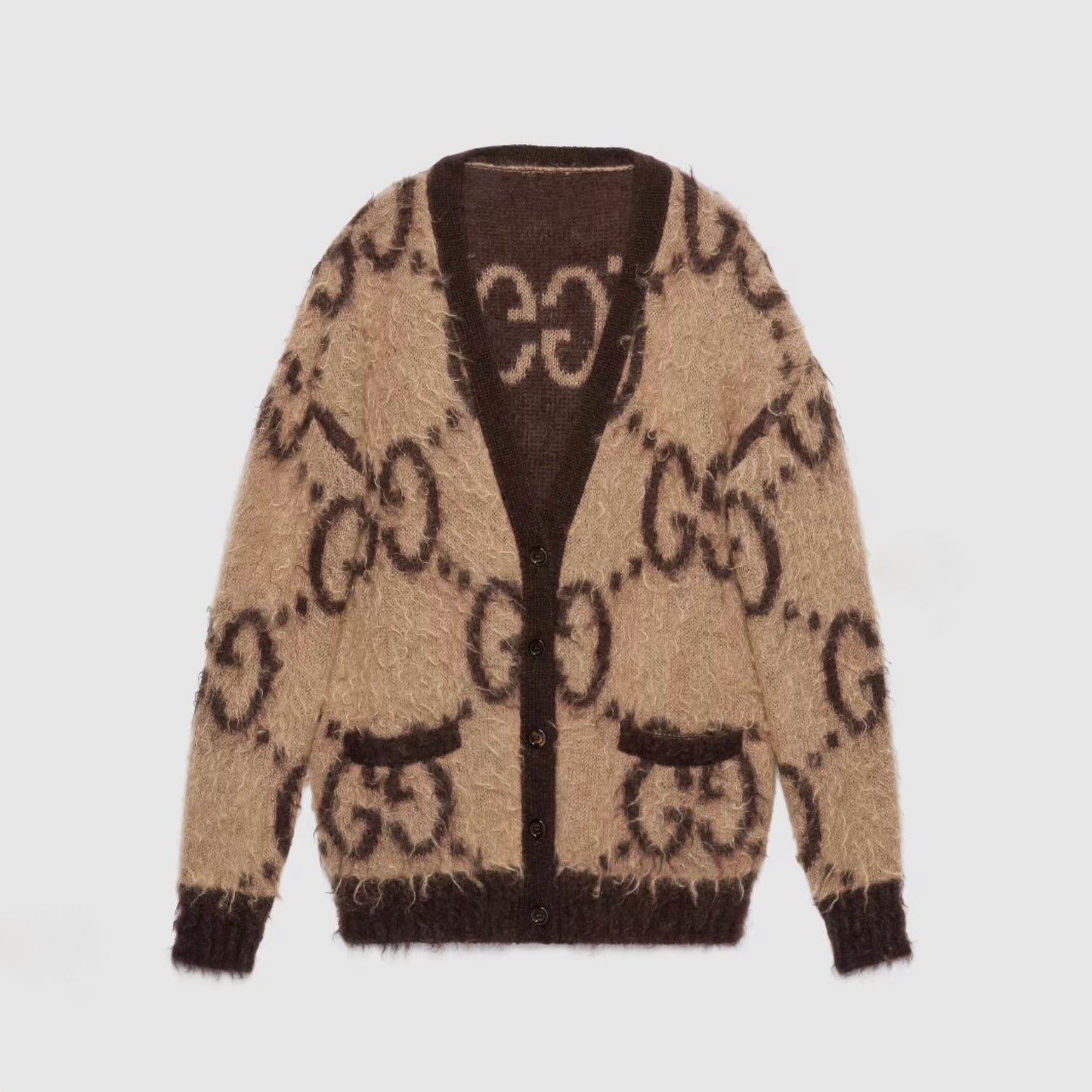 New Double G Brown Wool Cardigan