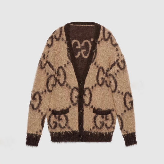 New Double G Brown Wool Cardigan