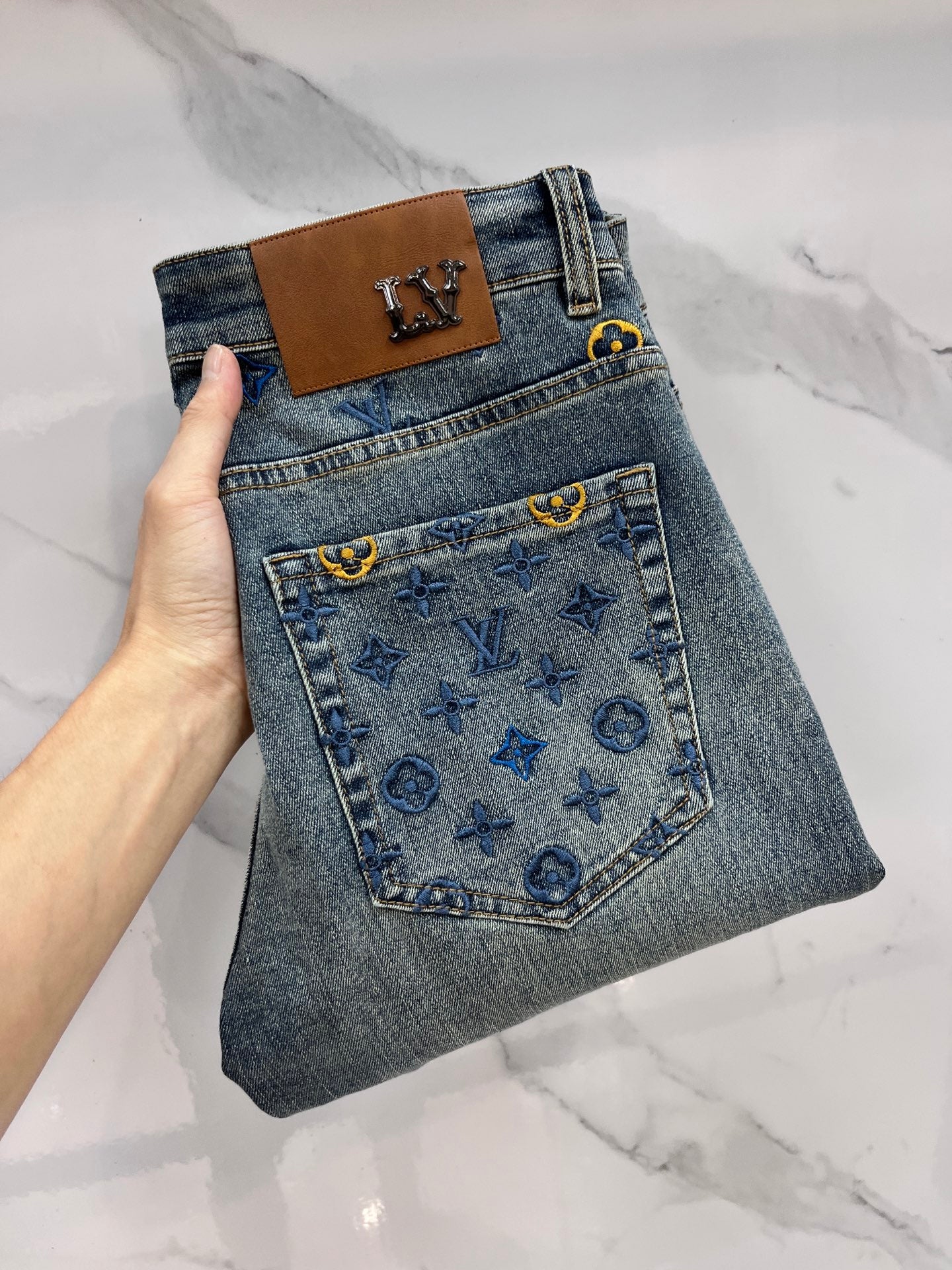 High luxury autumn and winter elastic slim fit denim pants XC0425091204