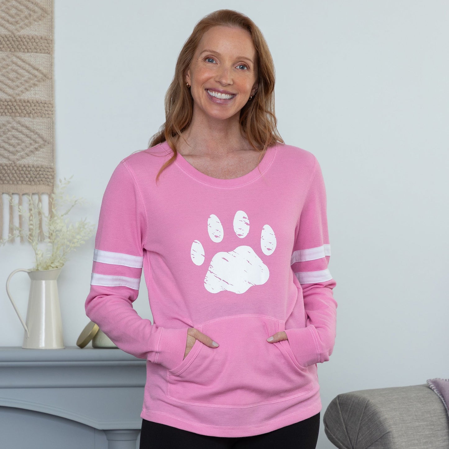 Paw Stripe Thermal Long Sleeve Top
