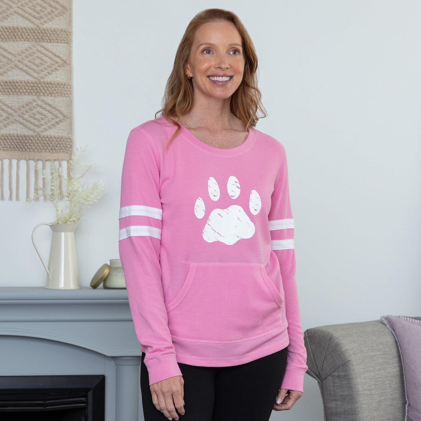 Paw Stripe Thermal Long Sleeve Top