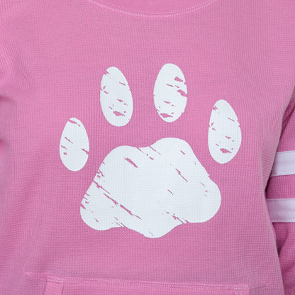Paw Stripe Thermal Long Sleeve Top