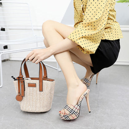 12cm high heel peep toe sandals PD0425071804