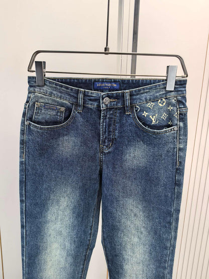 High luxury autumn and winter elastic slim fit denim pants XC0425091205