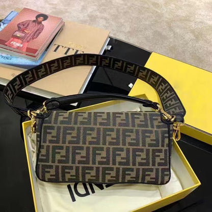 23 new embroidered canvas  French stick underarm bag F home wide shoulder strap middle ancient vintage retro single shoulder oblique bag