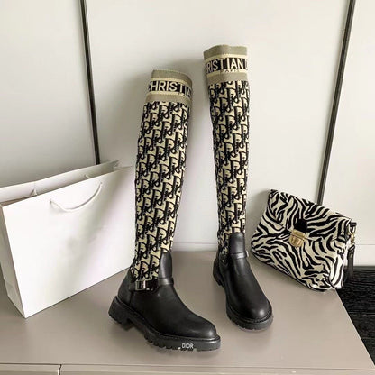 New  Embroidered over-the-knee women's letter thin high boots