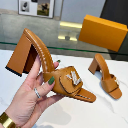 2023 spring and summer new heavy recommended all-match retro European high-heeled sandals slippers XC04062002