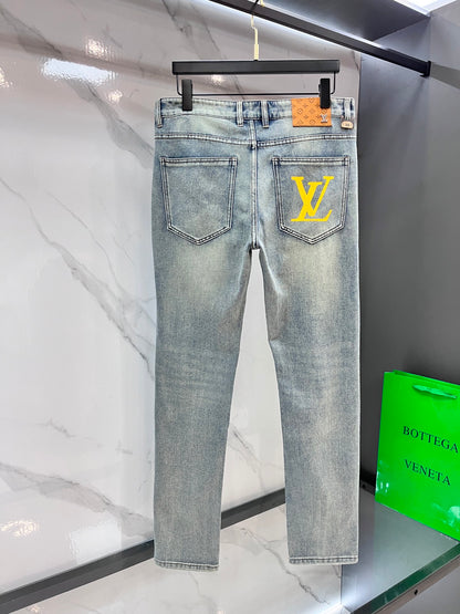 High luxury autumn and winter elastic slim fit denim pants XC0425091206