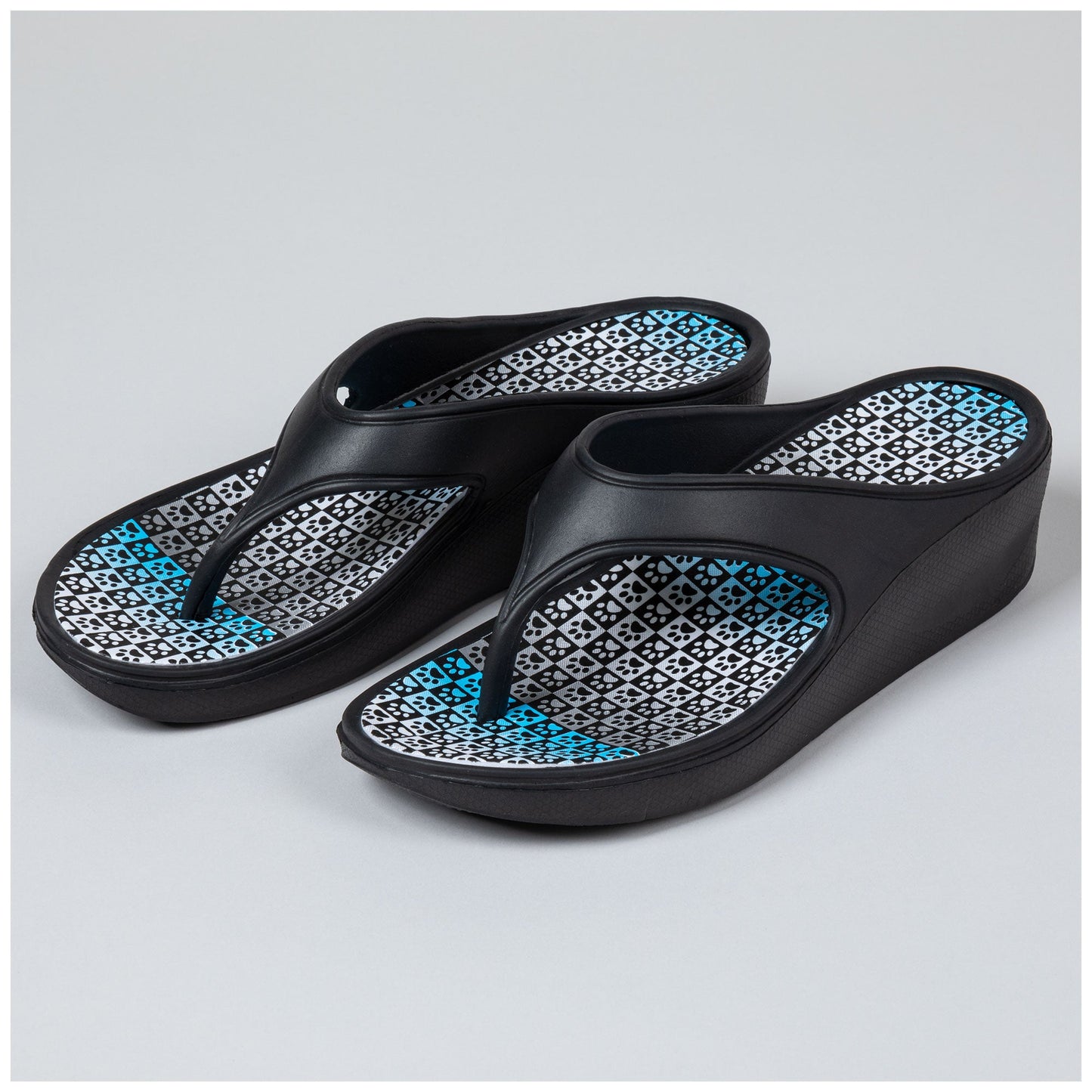 Paw Print Wedge Flip Flops