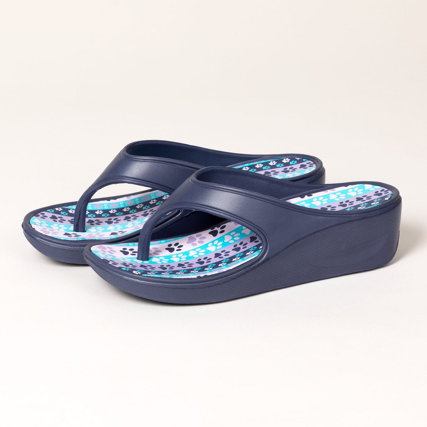 Paw Print Wedge Flip Flops