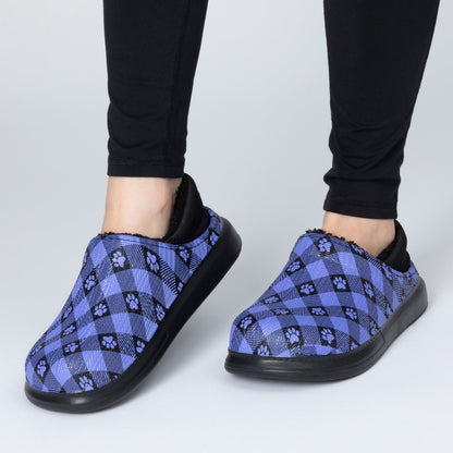 Paw Print Faux Fur Lined Slipper Shoes with Comfort Heel