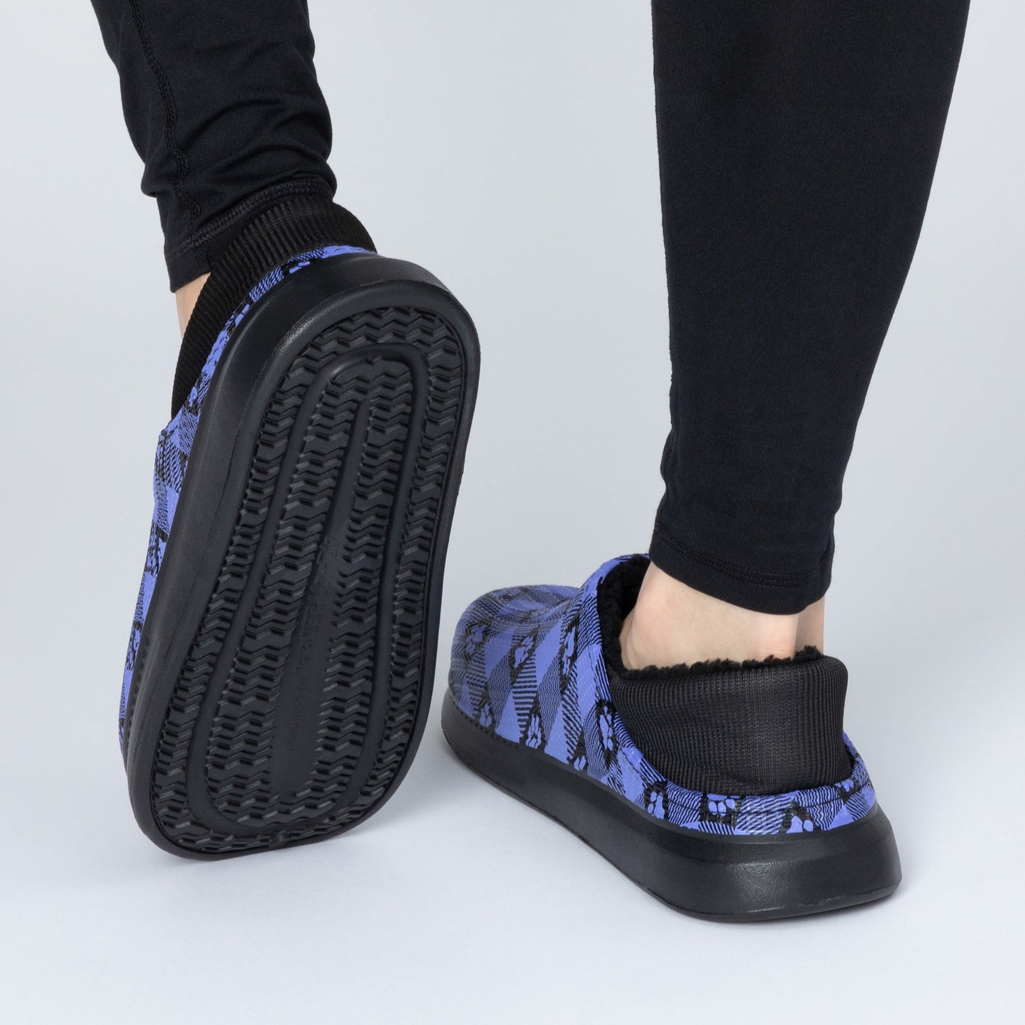 Paw Print Faux Fur Lined Slipper Shoes with Comfort Heel