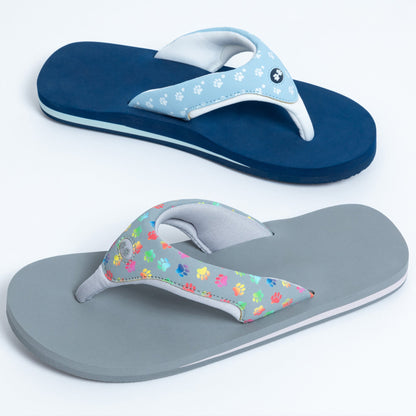 Cushy Comfort Paw Print Flip Flops