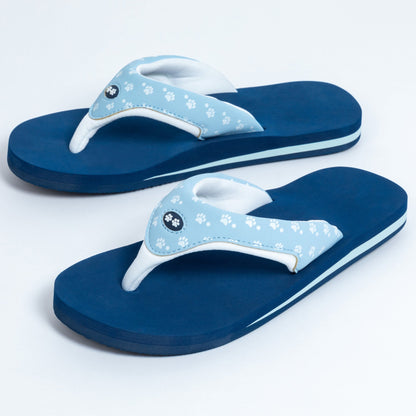 Cushy Comfort Paw Print Flip Flops