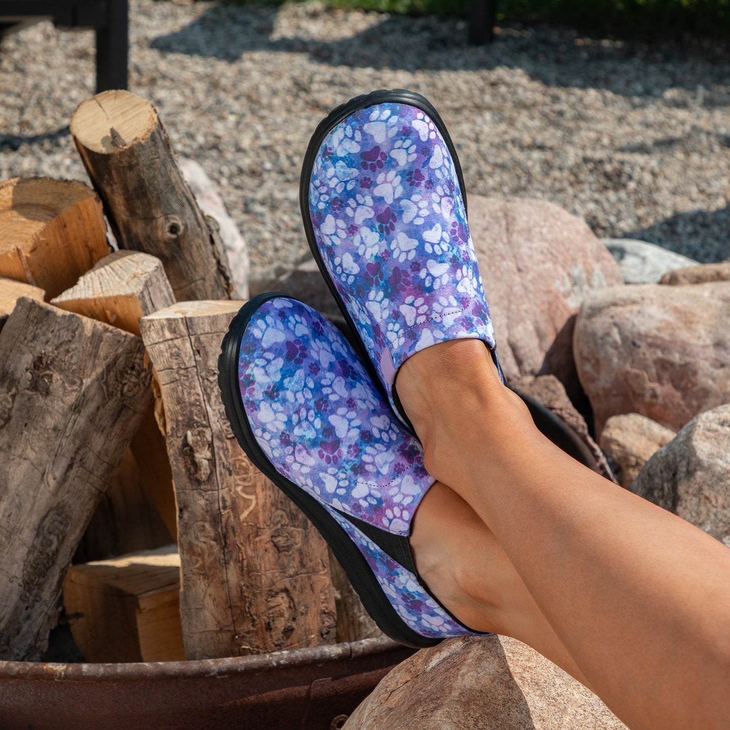 Lightweight Comfort Paw Print Slip-On Canvas Shoes
