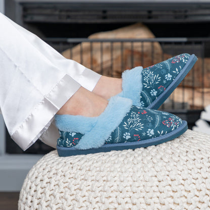 Paw Print Faux Fur Lined Indoor/Outdoor Slipper Shoes